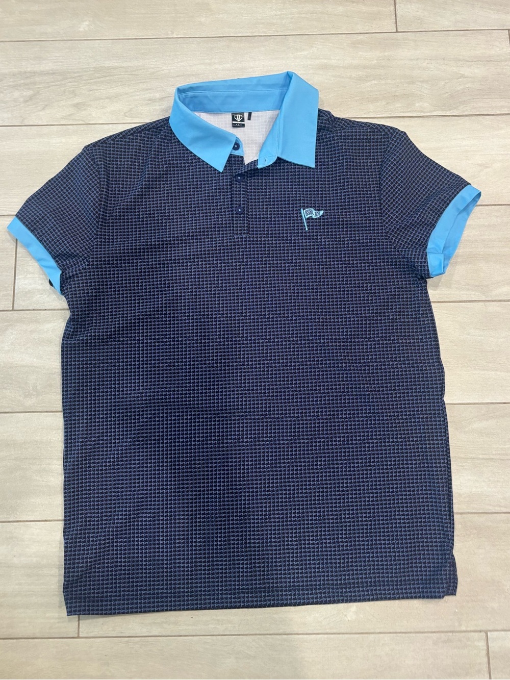 Baseball Lifestyle 101 Pennant Two-Tone Polo - Navy & Light Blue